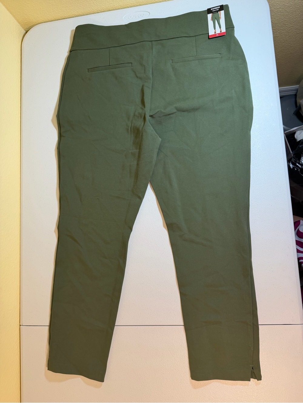 Express Olive Green Pull-On Ankle Pants Size XL High Rise Stretch Slim Leg NWT - Picture 4 of 10